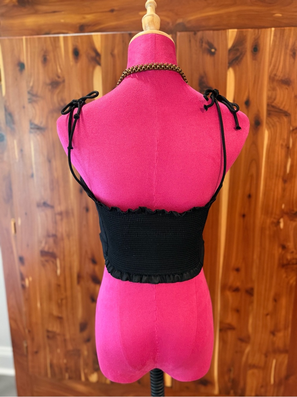 Zara Black Satin Crop Cami with Thin Straps Size Small - Picture 2 of 7